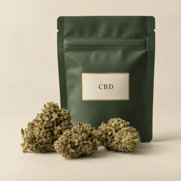 CBD-Auswahl in einer transparenten Produktverpackung